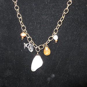 Open weave Chain link necklace with shell and more